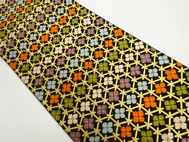 JAPANESE FUKURO OBI / KARA-ORI / WOVEN KIKKO PATTERN